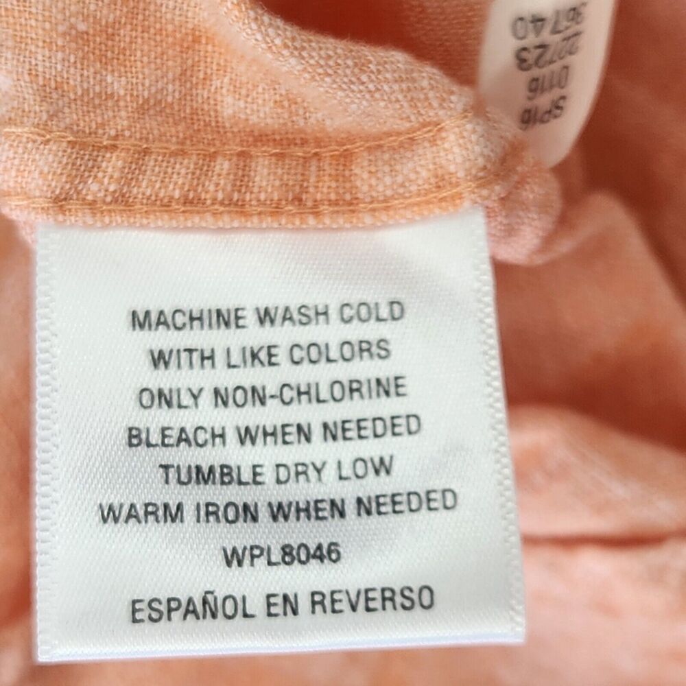Tasso Elba Mens Size XL Orange Linen Blend Button Down Shirt Long Sleeve Island - Picture 9 of 9